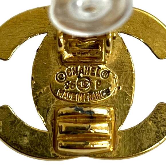 CHANEL Vintage Gold Logo Earrings